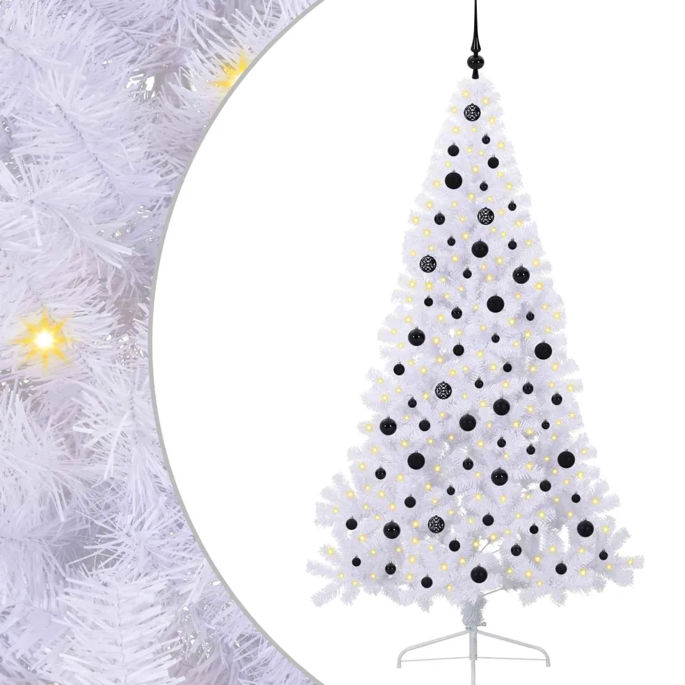 vidaXL Kunstkerstboom met 300 LED Wit 210 cm PVC en staal