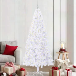 vidaXL Kunstkerstboom met 300 LED Wit 210 cm PVC en staal