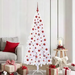 vidaXL Kunstkerstboom met 300 LED Wit 180 cm PVC en staal