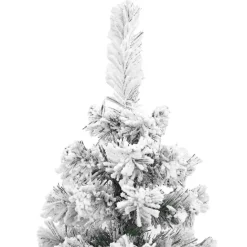 vidaXL Kunstkerstboom met sneeuw smal 150 cm PVC groen