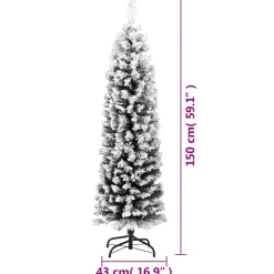 vidaXL Kunstkerstboom met sneeuw smal 150 cm PVC groen