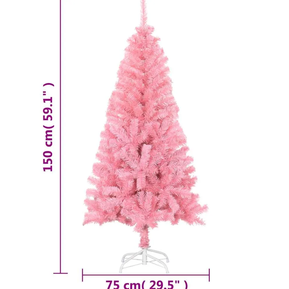 vidaXL Kunstkerstboom met standaard 150 cm PVC roze