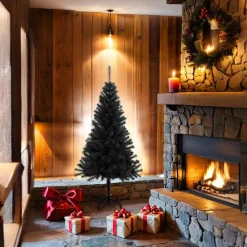 vidaXL Kunstkerstboom met standaard 150 cm PVC zwart