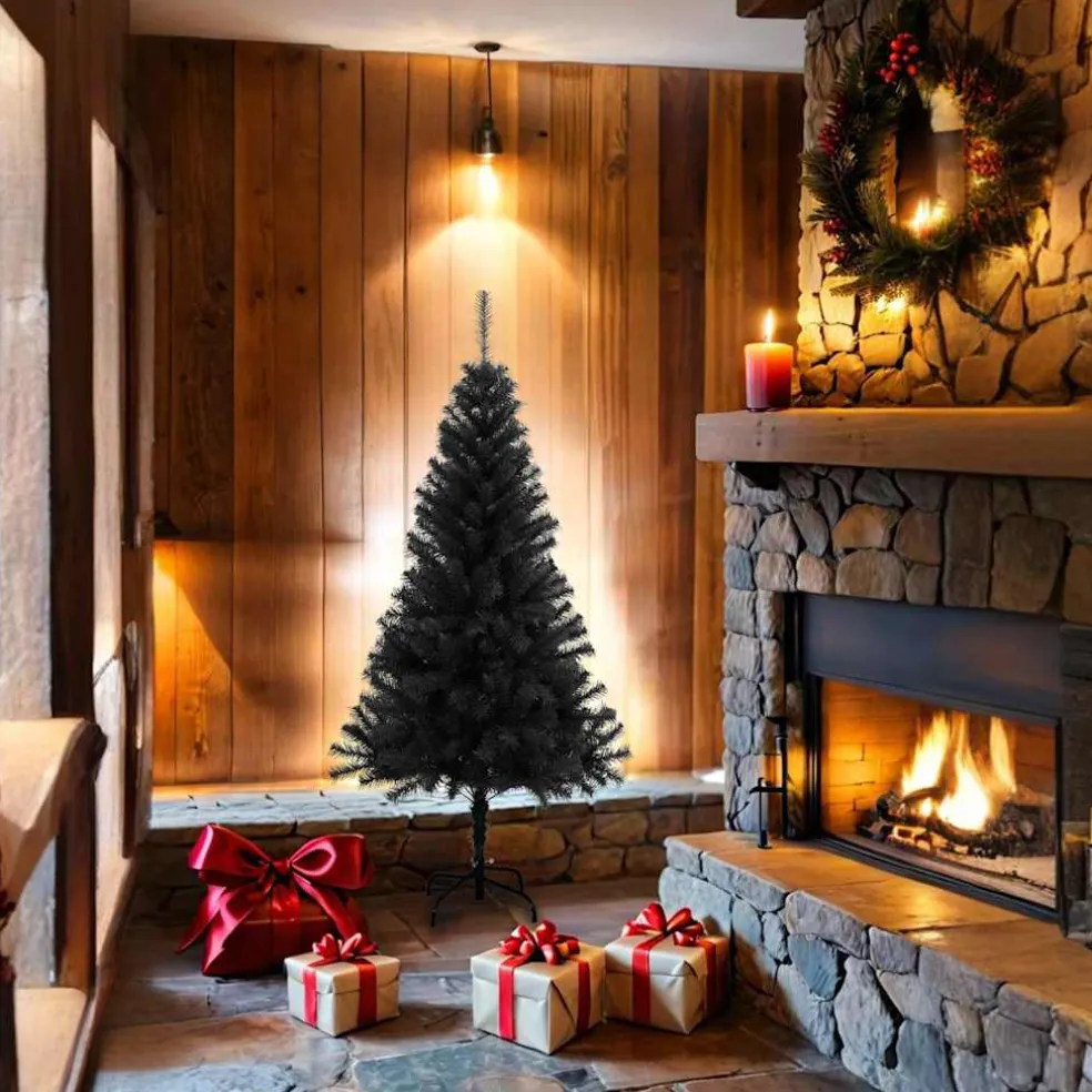 vidaXL Kunstkerstboom met standaard 150 cm PVC zwart