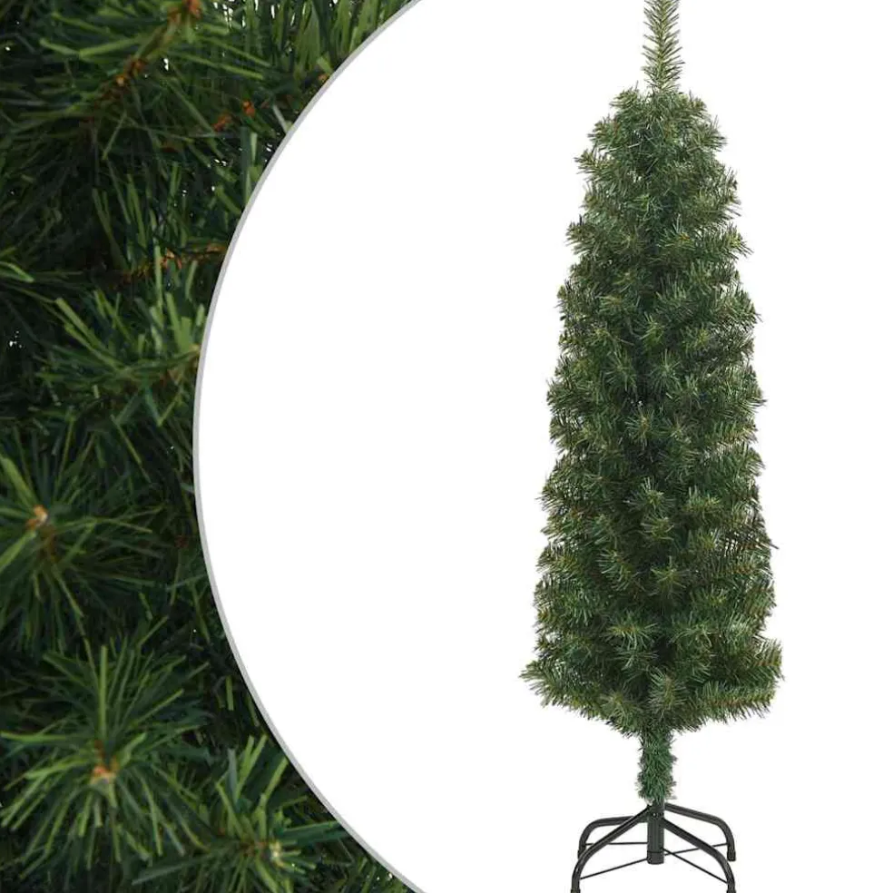 vidaXL Kunstkerstboom met standaard smal 150 cm PVC groen