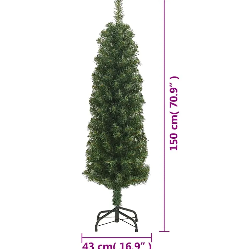 vidaXL Kunstkerstboom met standaard smal 150 cm PVC groen