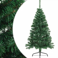 vidaXL Kunstkerstboom met standaard half 150 cm PVC groen