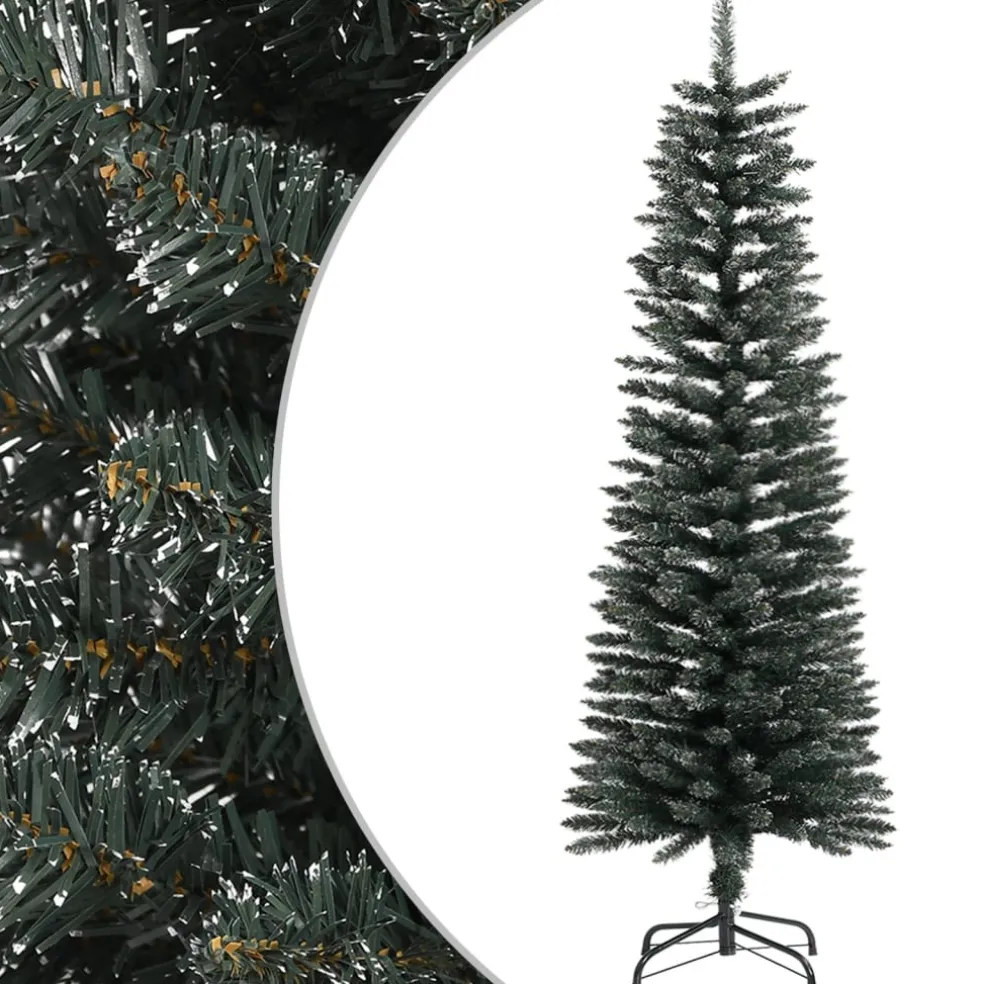 vidaXL Kunstkerstboom met standaard smal 120 cm PVC groen