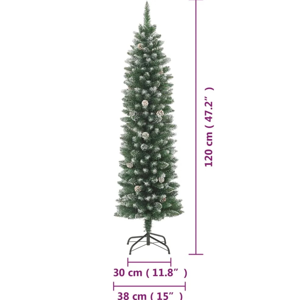 vidaXL Kunstkerstboom met standaard smal 120 cm PVC