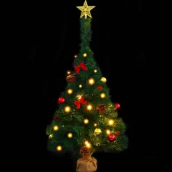 vidaXL Kunstkerstboom met verlichting en kerstballen 64 cm groen