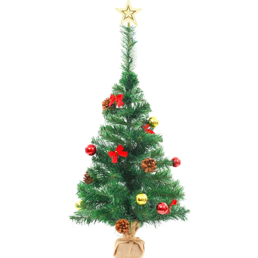 vidaXL Kunstkerstboom met verlichting en kerstballen 64 cm groen