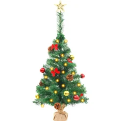 vidaXL Kunstkerstboom met verlichting en kerstballen 64 cm groen