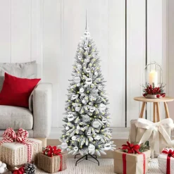 vidaXL Kunstkerstboom Wit 120 cm PVC en Plastic en Staal en PE
