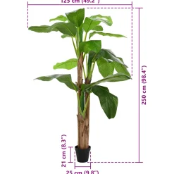 vidaXL Kunstmatige banaanboom Groen 125 x 25 x 250 cm Stof en Bamboe