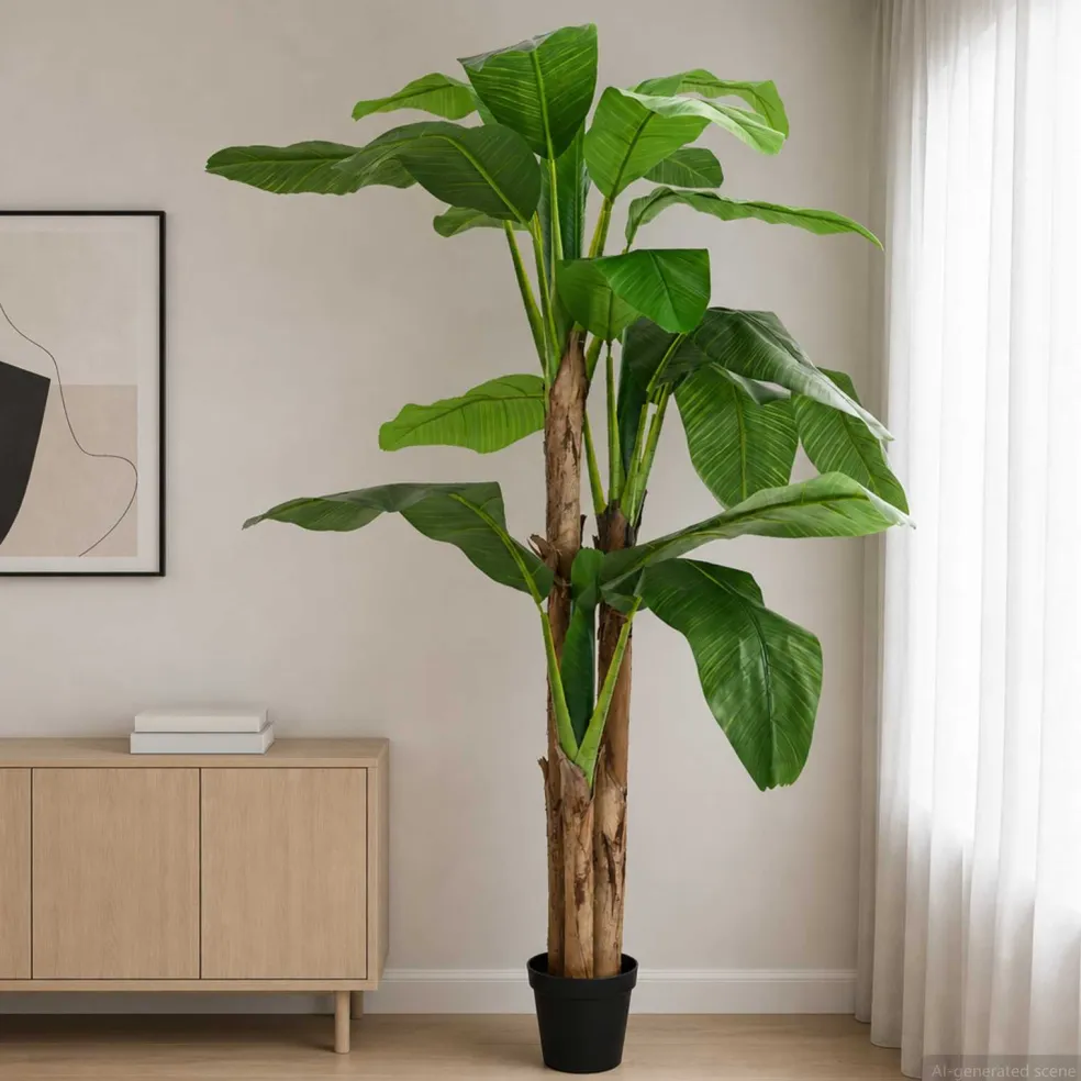 vidaXL Kunstmatige banaanboom Groen 125 x 25 x 250 cm Stof en Bamboe
