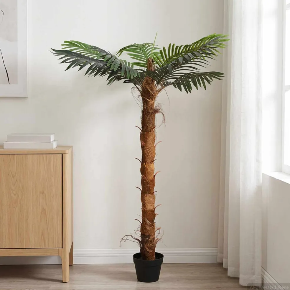 vidaXL Kunstmatige Cocuspalmboom Groen 70 x 18 x 140 cm Stof en Bamboe