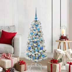 vidaXL Kunstmatige Inklapbare Kerstboom 150 LED's Groen en Wit 120 cm