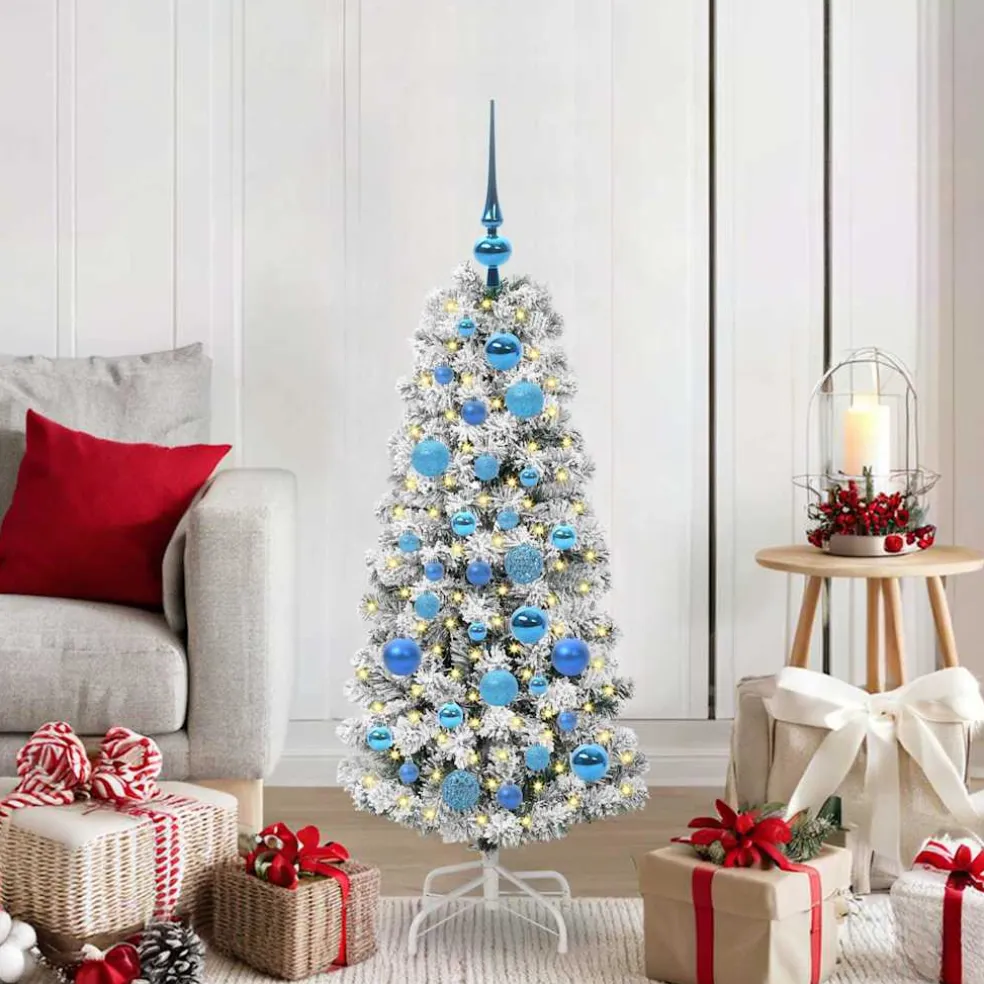 vidaXL Kunstmatige Inklapbare Kerstboom 150 LED's Groen en Wit 120 cm