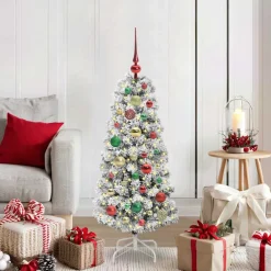 vidaXL Kunstmatige Inklapbare Kerstboom 150 LED's Groen en Wit 120 cm