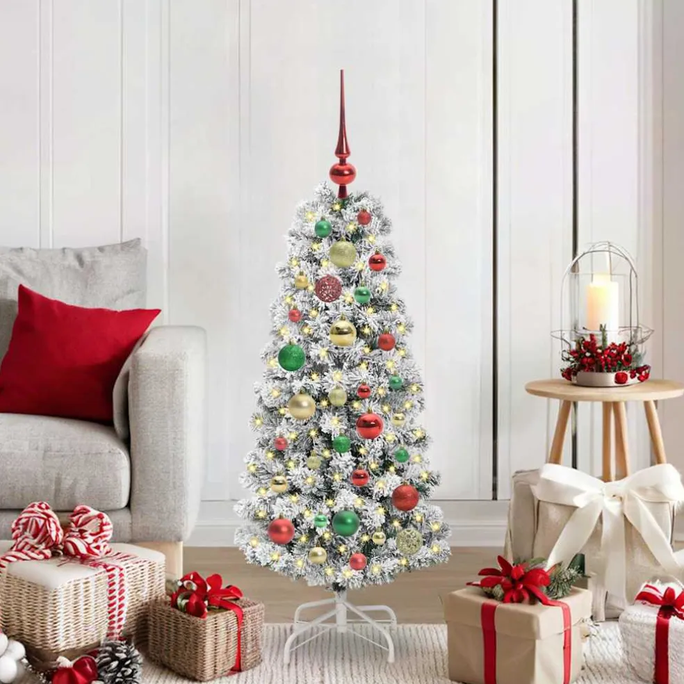 vidaXL Kunstmatige Inklapbare Kerstboom 150 LED's Groen en Wit 120 cm