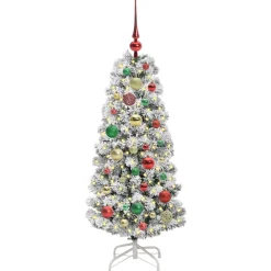 vidaXL Kunstmatige Inklapbare Kerstboom 150 LED's Groen en Wit 120 cm