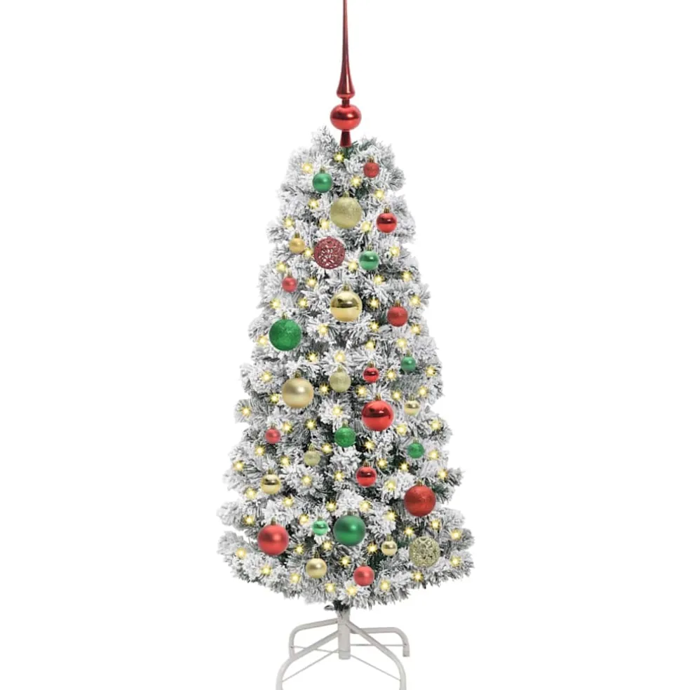 vidaXL Kunstmatige Inklapbare Kerstboom 150 LED's Groen en Wit 120 cm