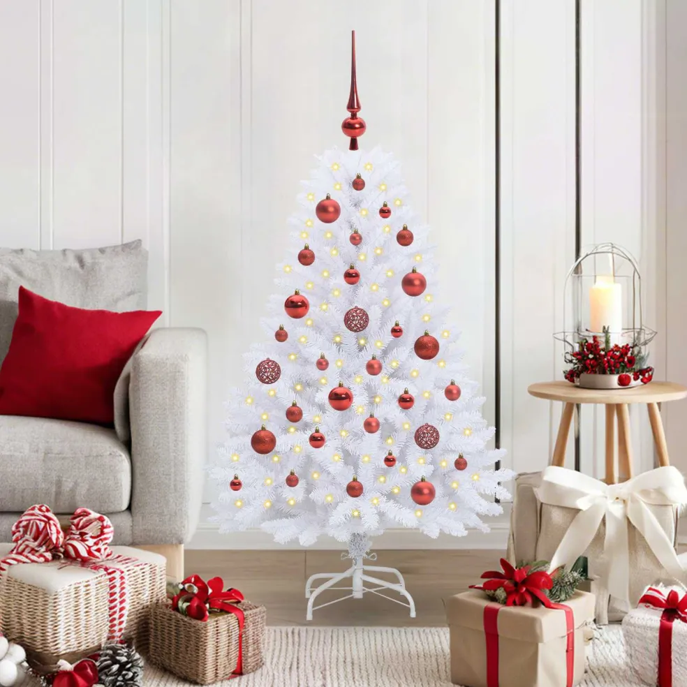 vidaXL Kunstmatige Inklapbare Kerstboom Wit 120 cm PVC en staal