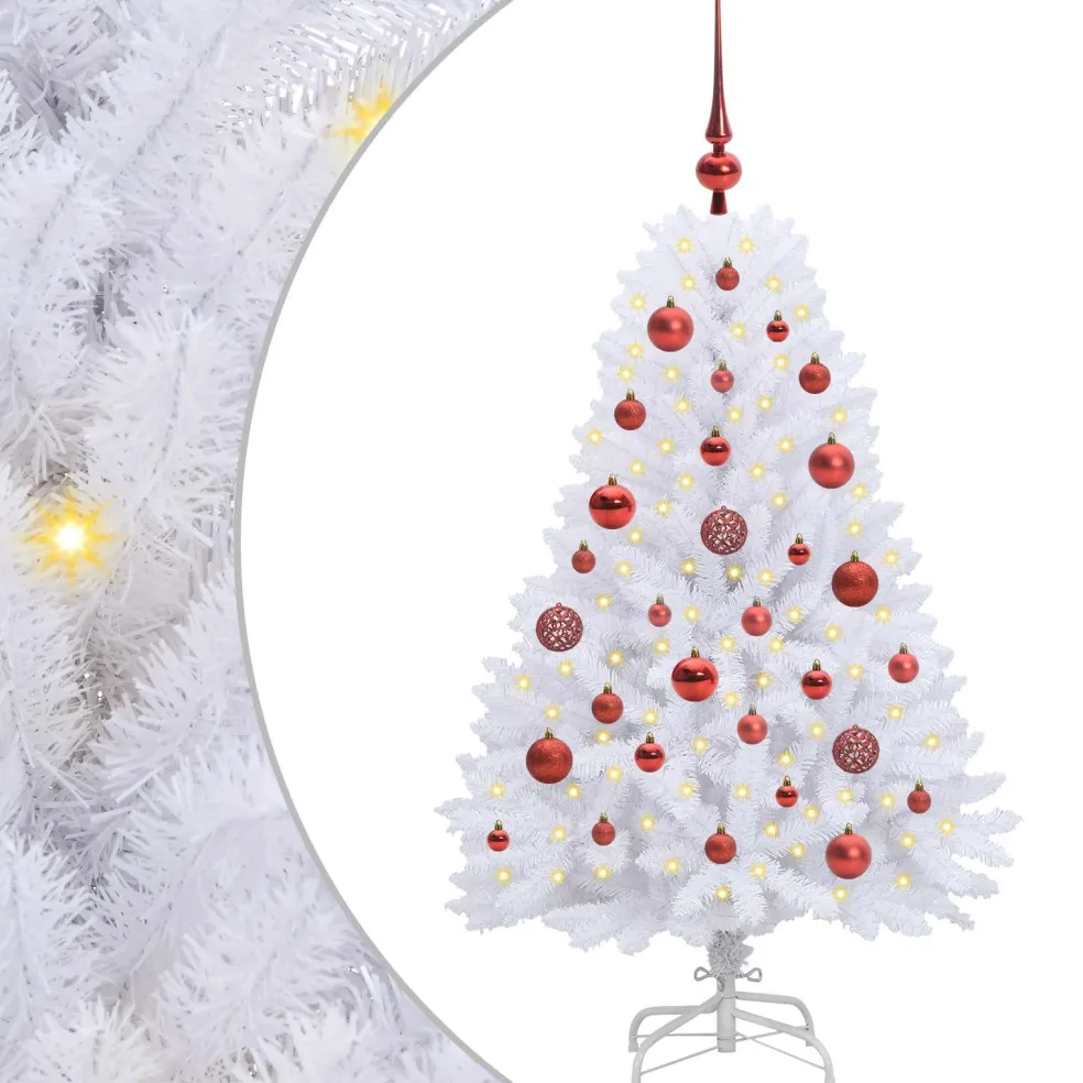 vidaXL Kunstmatige Inklapbare Kerstboom Wit 120 cm PVC en staal