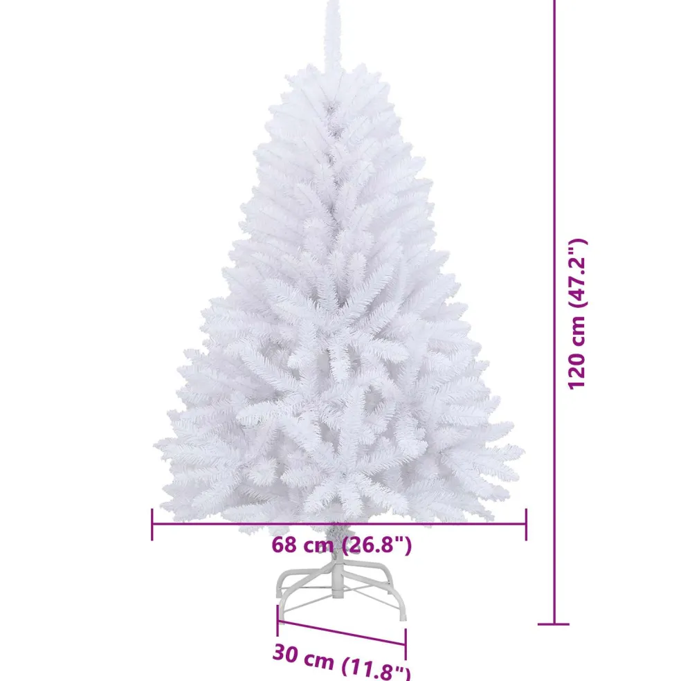 vidaXL Kunstmatige Inklapbare Kerstboom Wit 120 cm PVC en staal