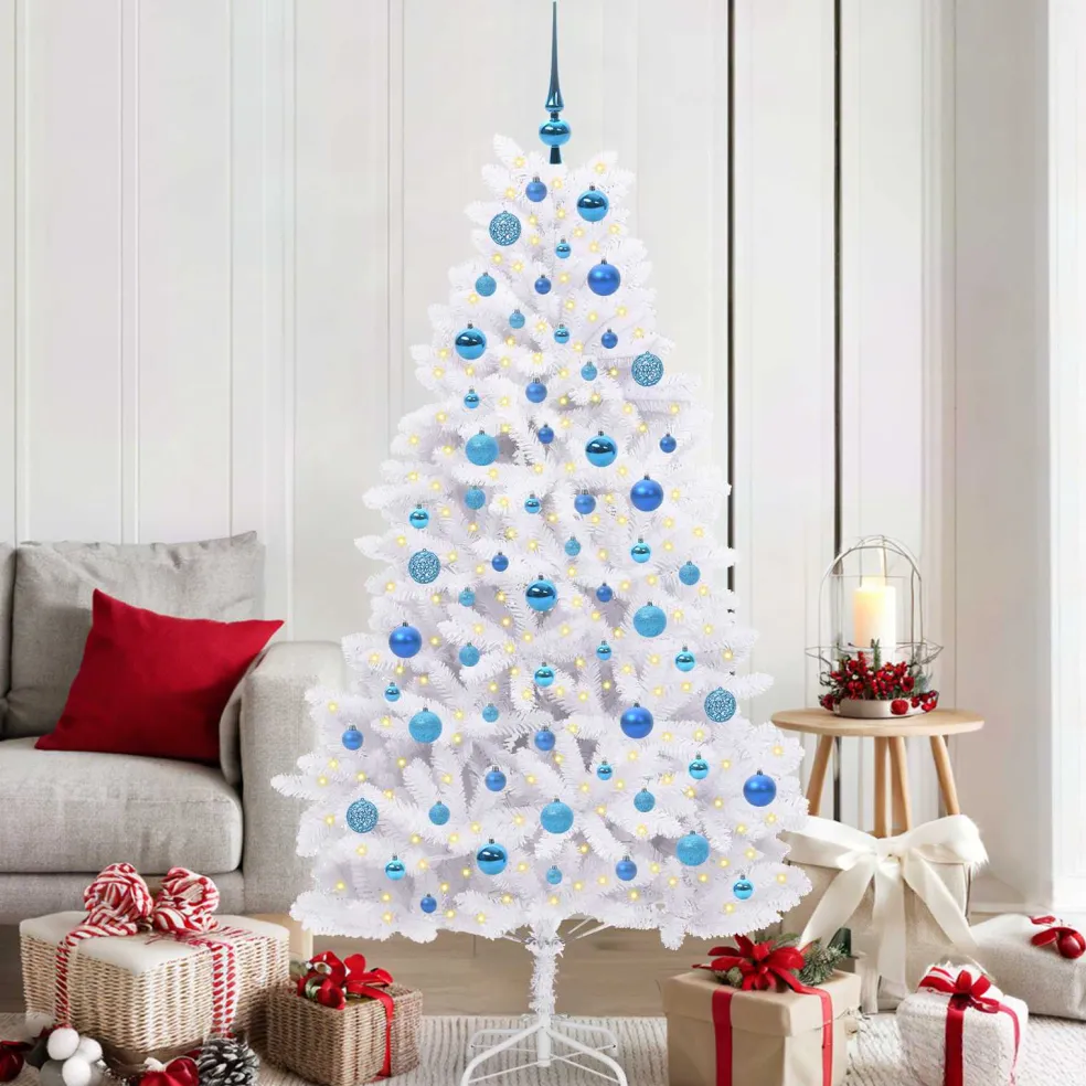 vidaXL Kunstmatige Inklapbare Kerstboom Wit 180 cm PVC en staal