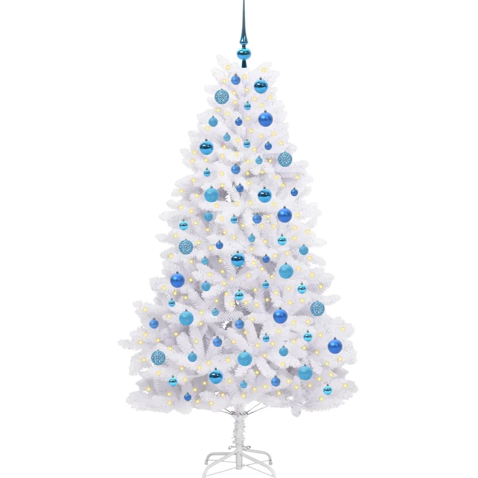 vidaXL Kunstmatige Inklapbare Kerstboom Wit 180 cm PVC en staal