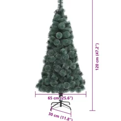 vidaXL Kunstmatige voorverlichte kerstboom met bollen set Groen 120 cm
