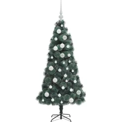 vidaXL Kunstmatige Voorverlichte Kerstboom met Ballenset Groen 120 cm