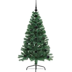 vidaXL Kunstmatig Voorverlicht Kerstboom met 150 LED Groen 120 cm PVC