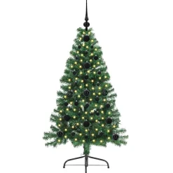 vidaXL Kunstmatig Voorverlicht Kerstboom met 150 LED Groen 120 cm PVC