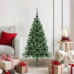 vidaXL Kunstmatig Voorverlicht Kerstboom met 150 LED Groen 120 cm PVC