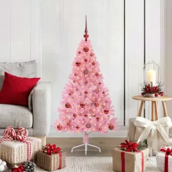 vidaXL Kunstmatig Voorverlicht Kerstboom met 150 LED Roze 120 cm PVC