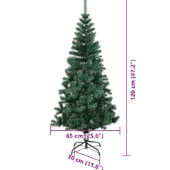 vidaXL Kunstmatig Voorverlicht Kerstboom Groen 120 cm PVC en Metaal
