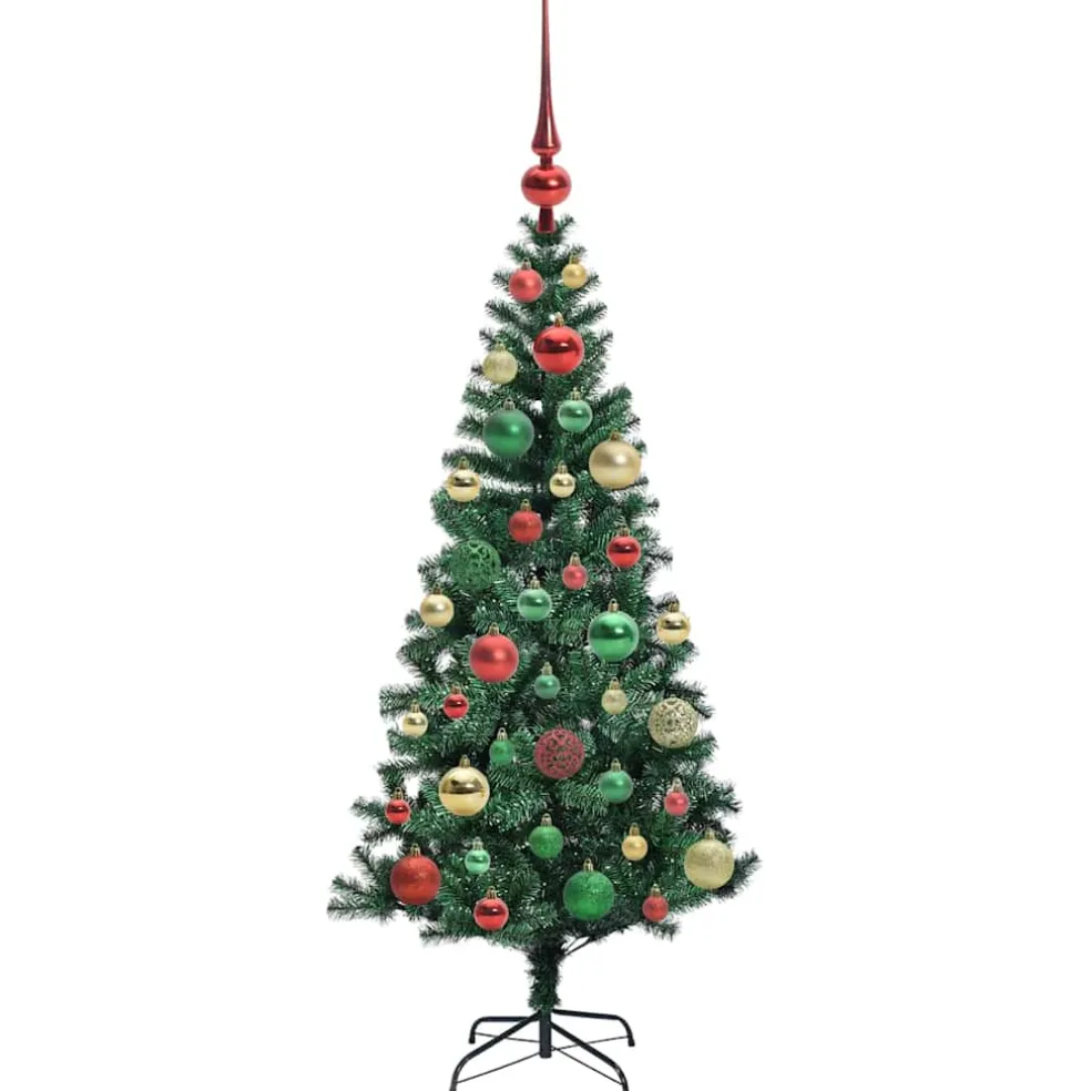 vidaXL Kunstmatig Voorverlicht Kerstboom Groen 120 cm PVC en Metaal