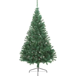 vidaXL Kunstmatig Voorverlicht Kerstboom met 300 LED Groen 180 cm PVC