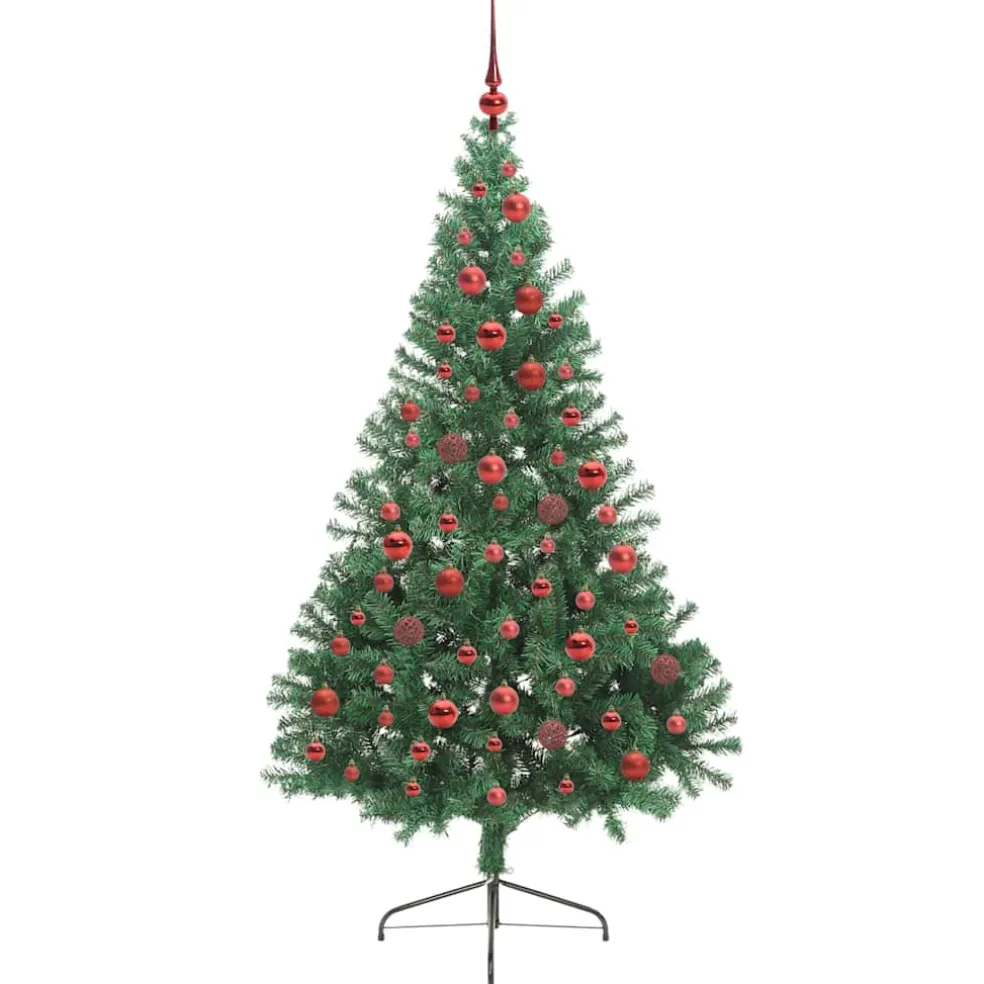vidaXL Kunstmatig Voorverlicht Kerstboom met 300 LED Groen 180 cm PVC