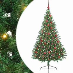 vidaXL Kunstmatig Voorverlicht Kerstboom met 300 LED Groen 180 cm PVC