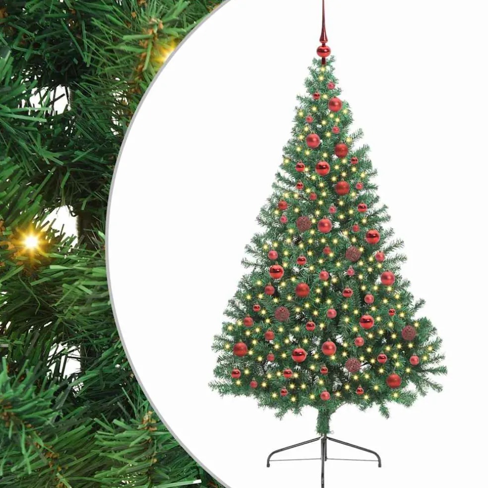 vidaXL Kunstmatig Voorverlicht Kerstboom met 300 LED Groen 180 cm PVC