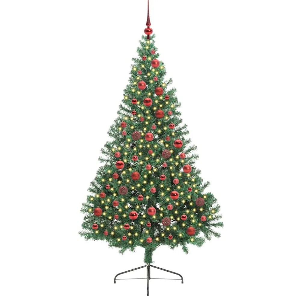 vidaXL Kunstmatig Voorverlicht Kerstboom met 300 LED Groen 180 cm PVC