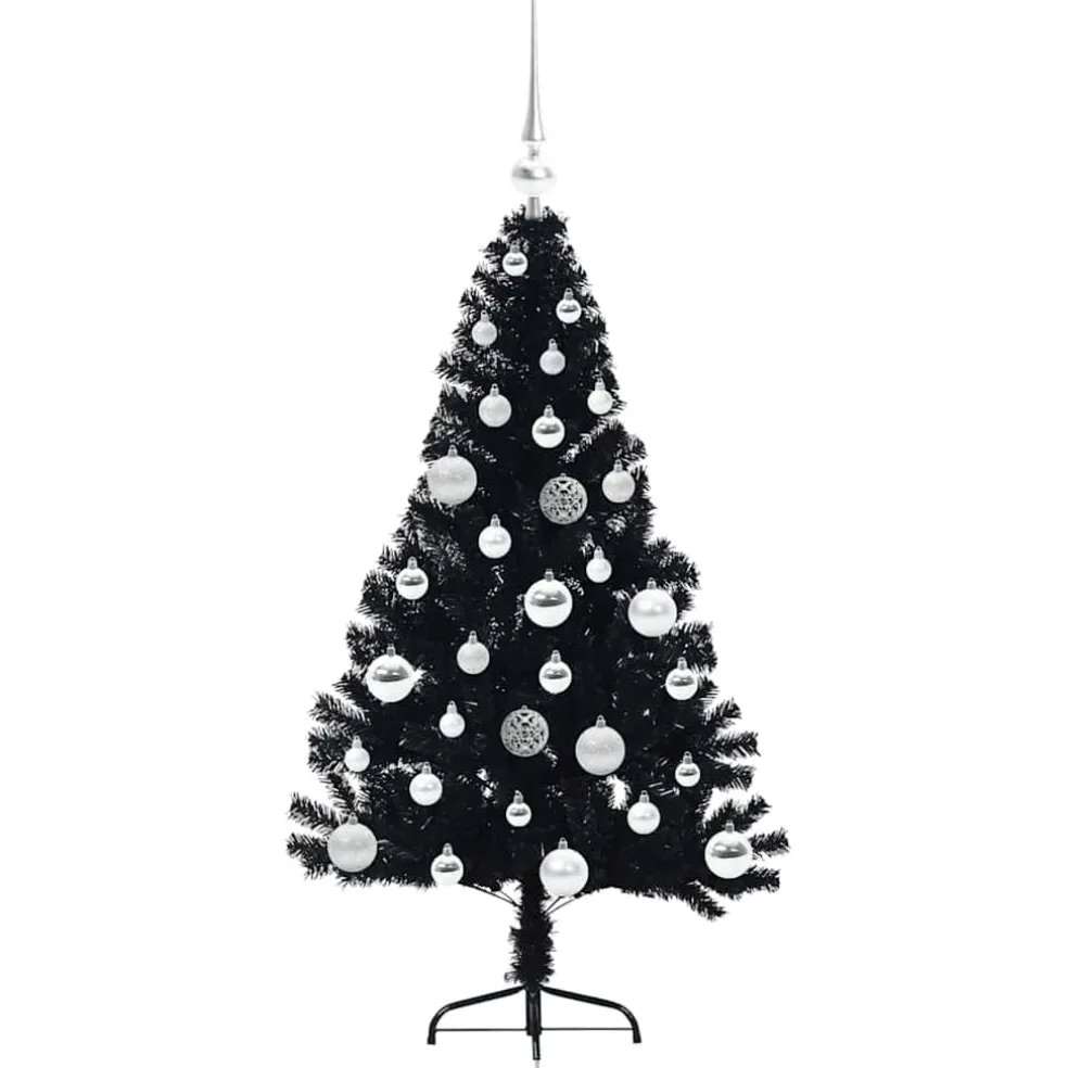 vidaXL Kunstmatig Voorverlicht Kerstboom met 150 LED Zwart 120 cm PVC