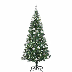 vidaXL Kunstmatig Voorverlicht Kerstboom Groen 180 cm PVC en Metaal