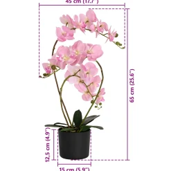 vidaXL Kunstorchidee met pot Roze 45 x 15 x 65 cm Stof, PE en PEVA