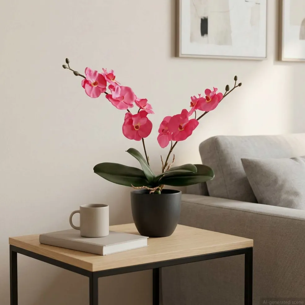 vidaXL Kunstorchidee Plant Rood 36 x 10 x 30 cm Stof, PE en PEVA