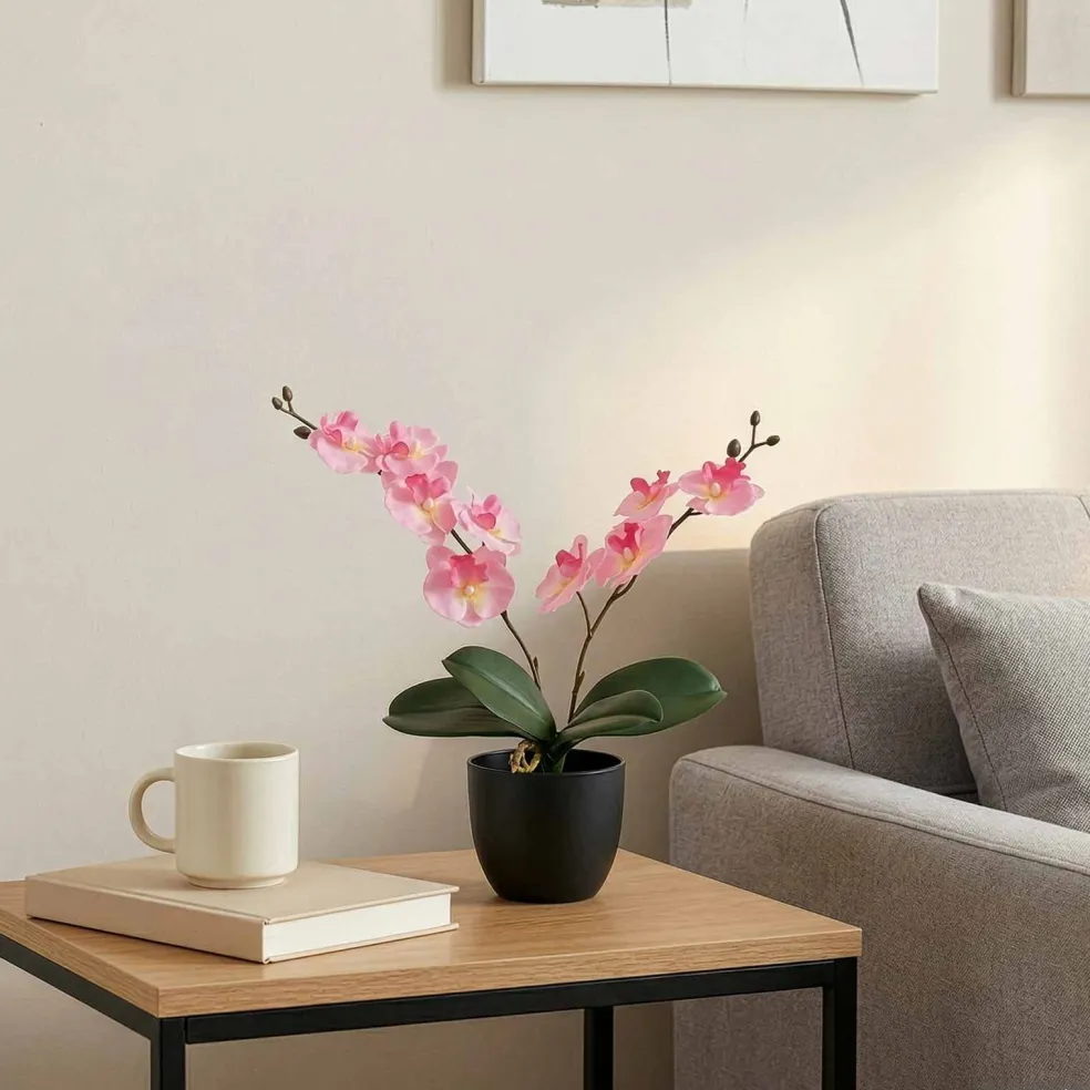 vidaXL Kunstorchidee Plant Roze 36 x 10 x 30 cm Stof, PE en PEVA