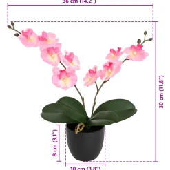 vidaXL Kunstorchidee Plant Roze 36 x 10 x 30 cm Stof, PE en PEVA